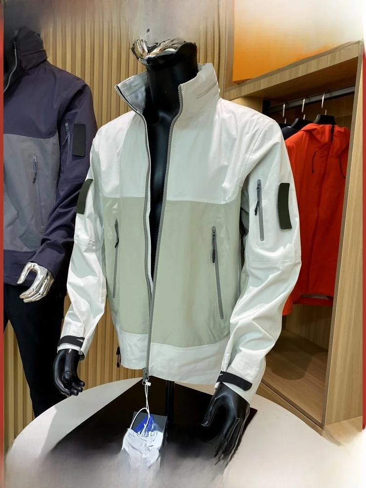 

Outdoor Men's Hard ell Jaet Full Glue Waterproof Bird Flng Pattern Autumn Spring Stand Fit Long Sve Hooded Jaet