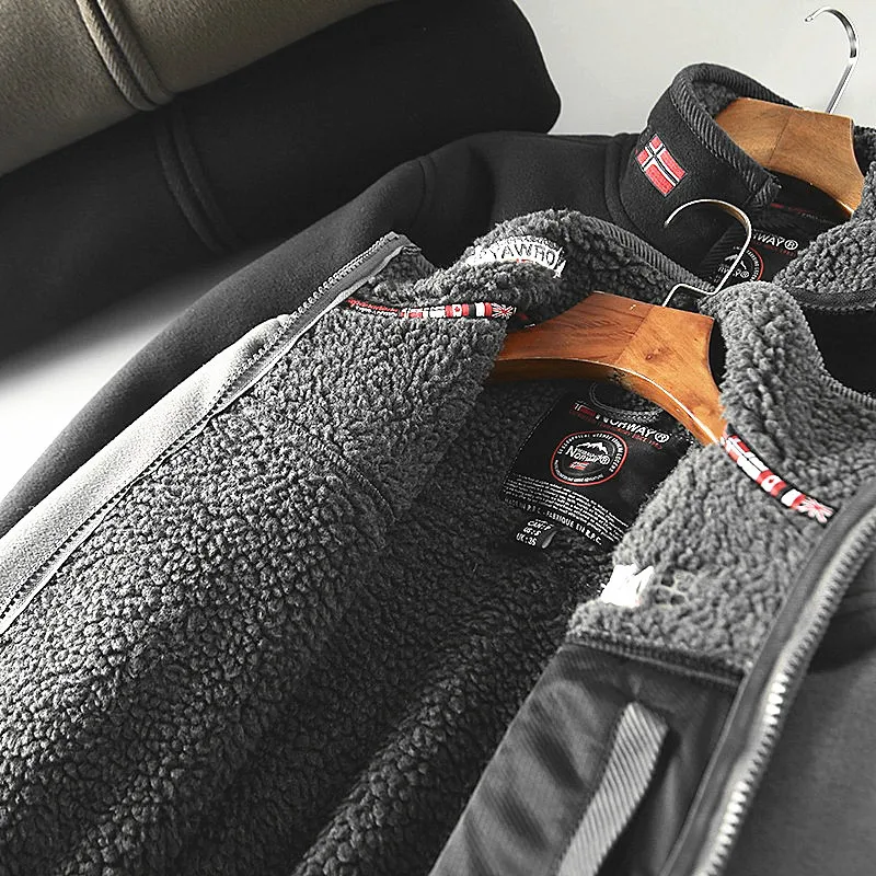 

Утепленная мужская куртка из овечьего вельвета с воротником, на молнии, с длинными рукавами, для активного отдыха, стандартный крой, хлопок