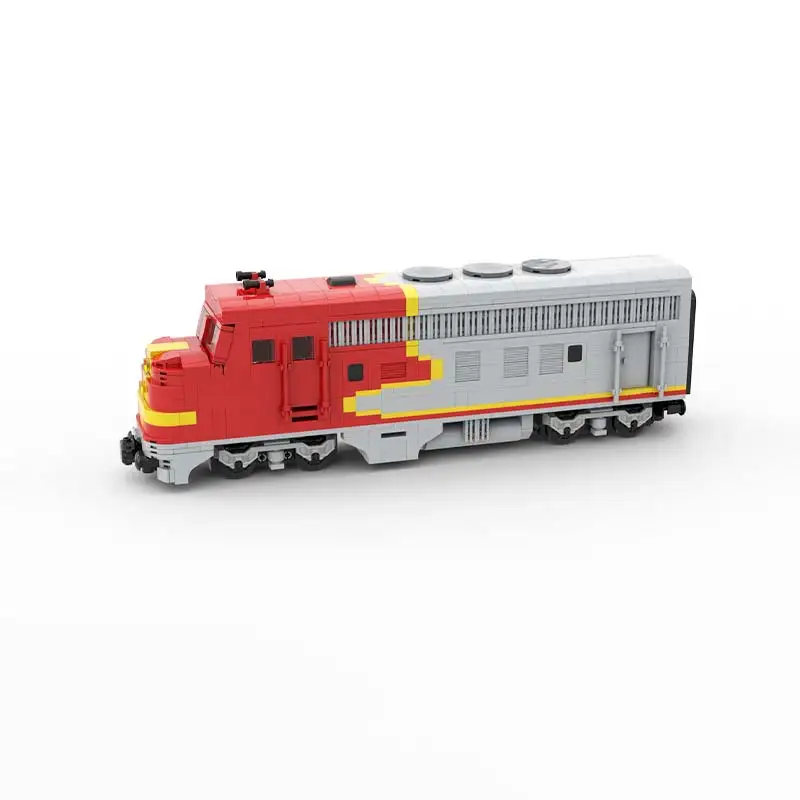 Model kolejowy MOC City Railway F7 Lokomotywa parowa Wagon turystyczny Klocki konstrukcyjne Zabawki do składania Prezenty świąteczne dla dzieci