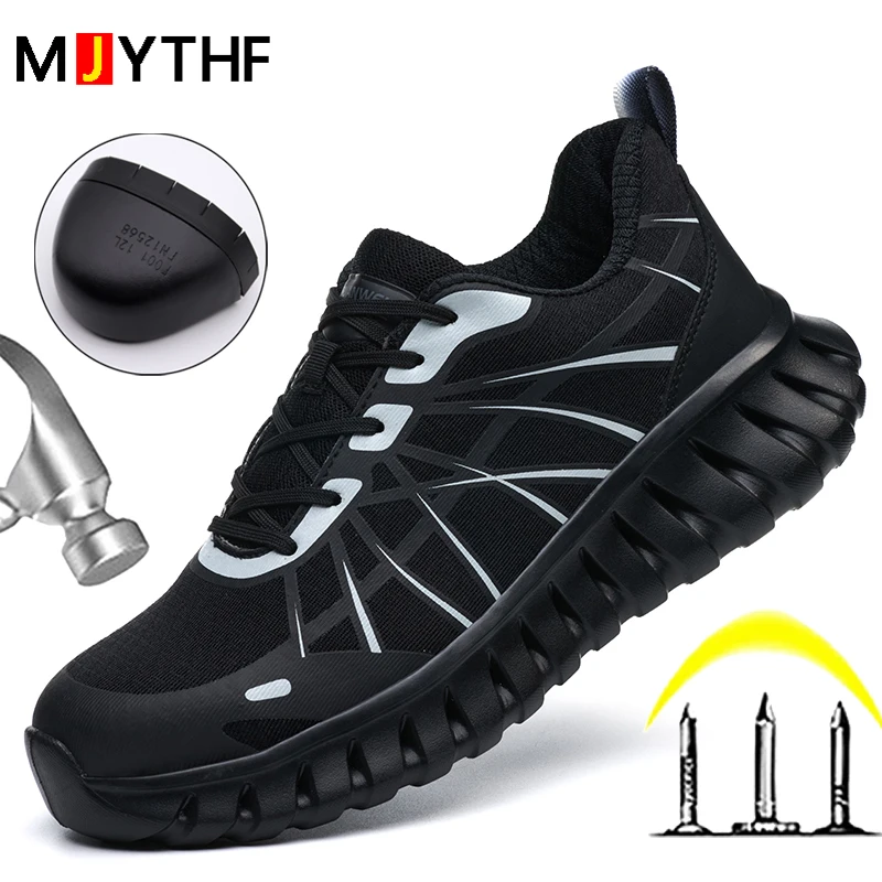 

New Safety Shoes Men Anti-smash Anti puncture Work Boots Steel toe shoes breathable Protection Shoes Work Sneakers Security Boot