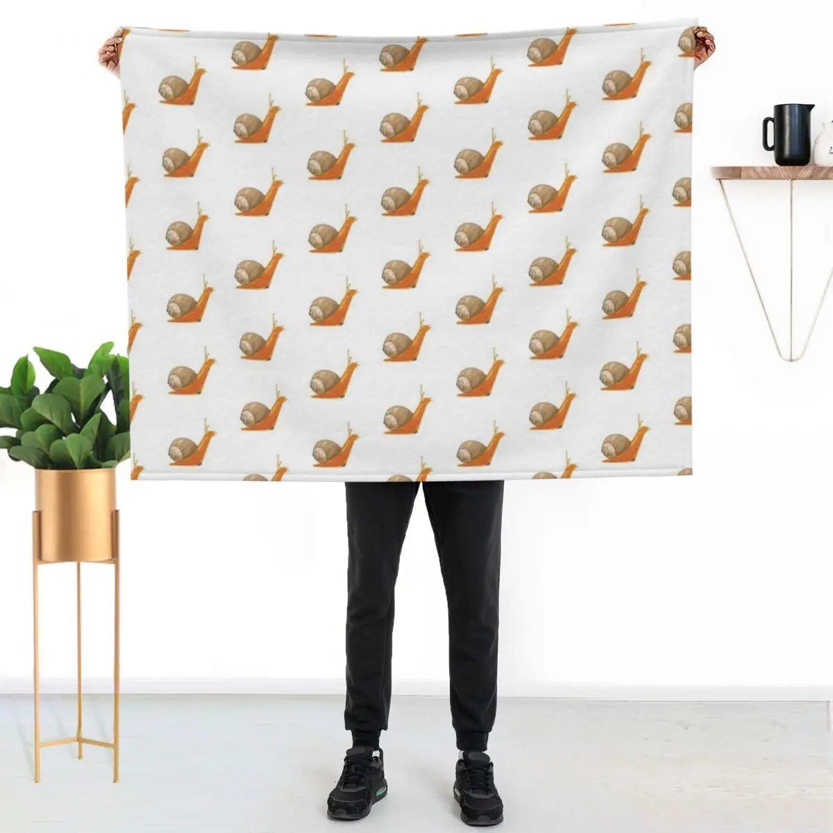 

Snail - Orange Throw Blanket Soft Home Decor Blanket for Couch Bedroom