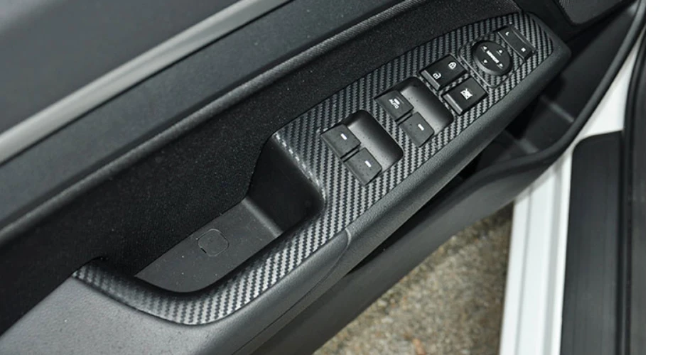 4 teile/satz Carbon Faser Stil Vinyl Tür Fensterheber Schalter Panel Abdeckung Trim Aufkleber Fit für Hyundai Elantra 2017-2019 2020 LHD – Detail 5