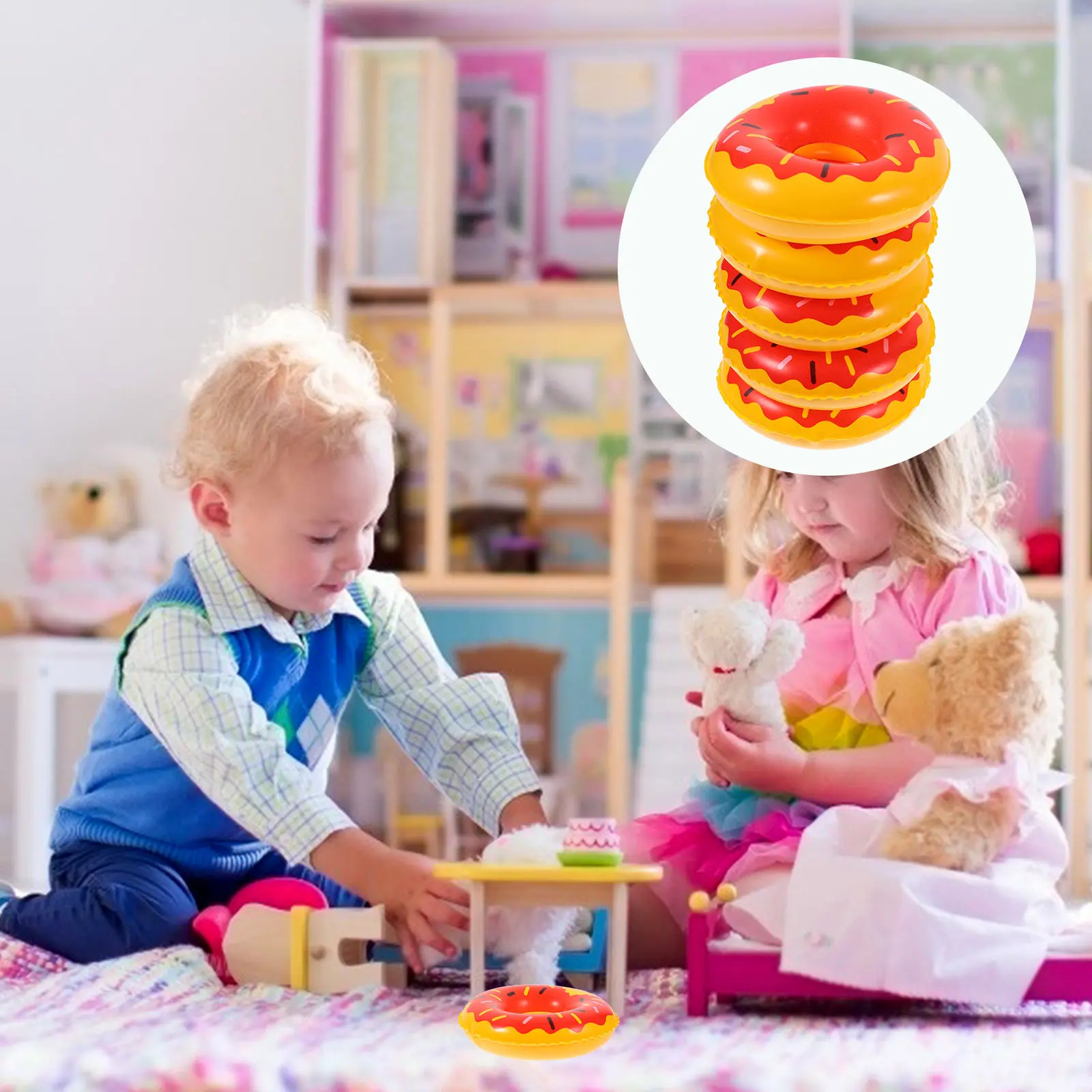 

10 шт. разноцветных миниатюрных колец для декора дома, гладкая поверхность без царапин, идеально подходят для создания миниатюрных сцен и вечеринок