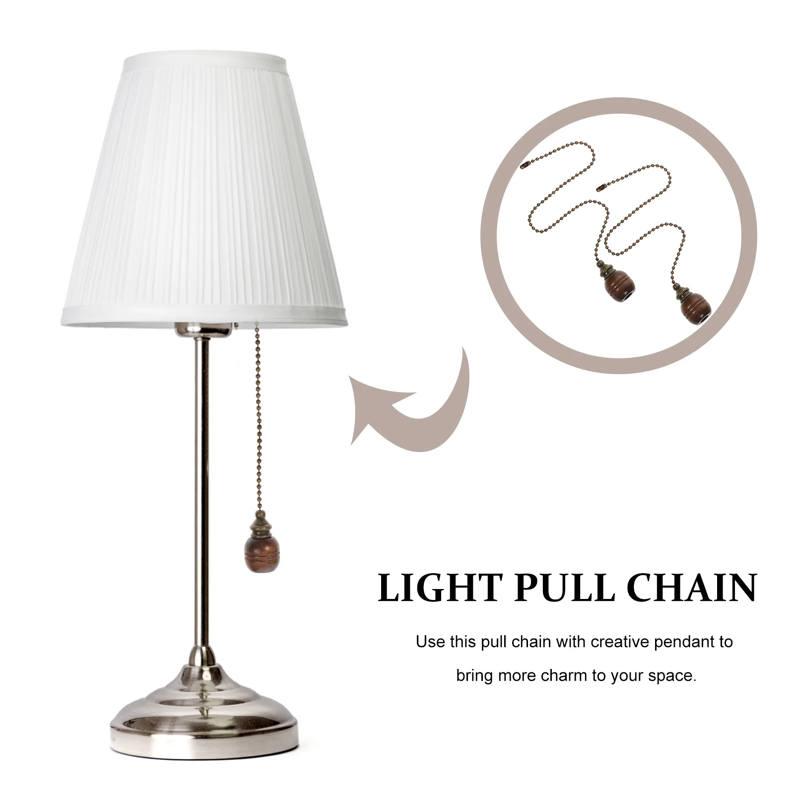 

2Pcs Elegant Wooden Fan Lamp Chain Hanging Pendant for Chandelier Home Decor Wooden Pull Chain Decorative Lamp Pendants