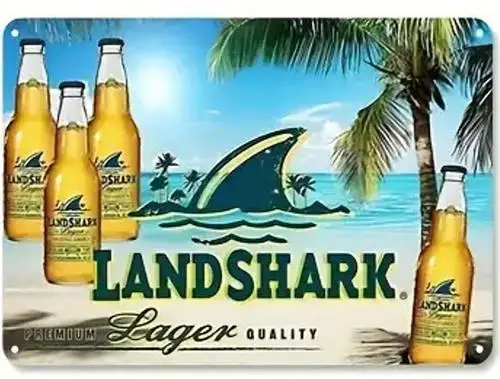 Land Shark Premium Lager Beer Vintage Neuheit Metallschild; Wandkunst
