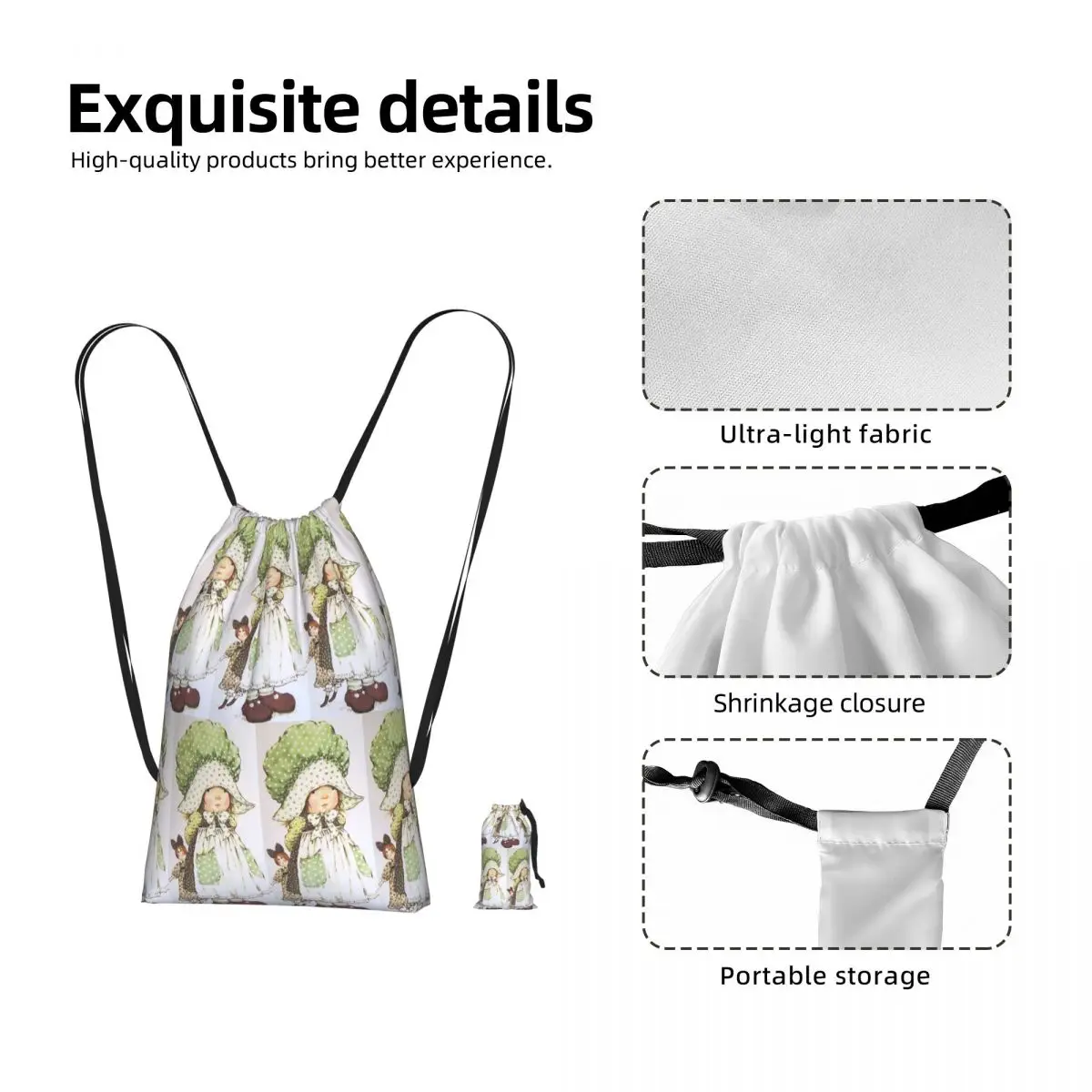 Sarah Kay Kitten Knitted Drawstring Backpack Sports Gym Bag Portable Travel Drawstring Bag for Men Women