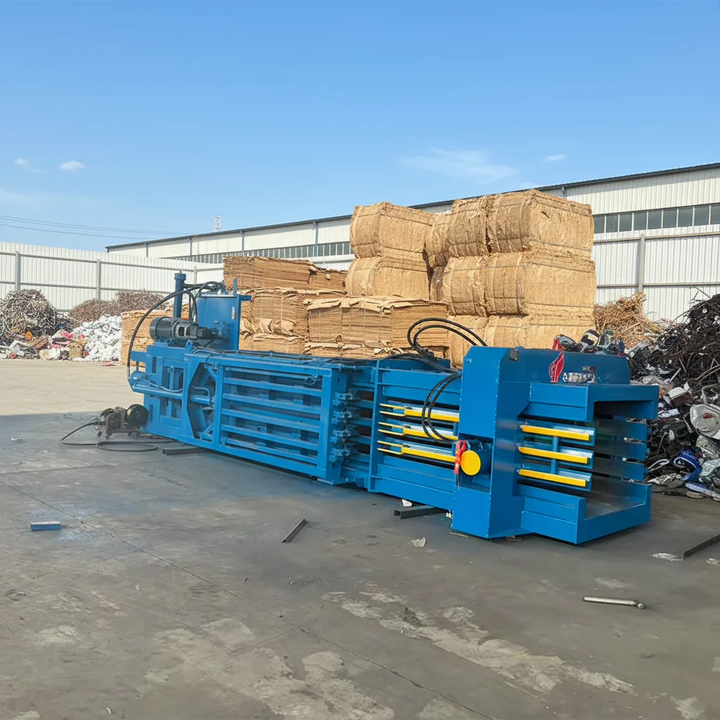Powerful hydraulic compression automatic horizontal garbage baler for industrial recycling