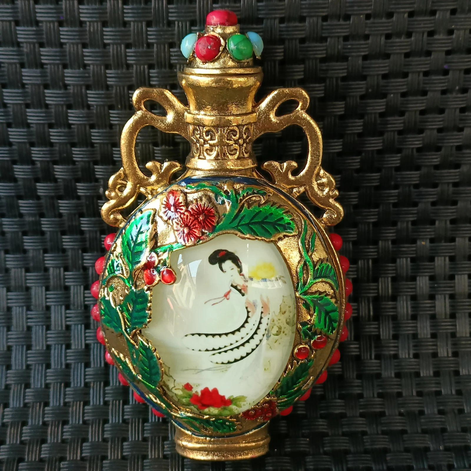 vintage chinese cloisonne snuff bottle christmas gift beautiful women girl lady