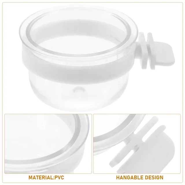 Ciotole Per Uccelli A Forma Di D - 2 Pezzi Bianchi, Con Gancio, Per Gabbie Pappagalli E Uccelli Piccoli