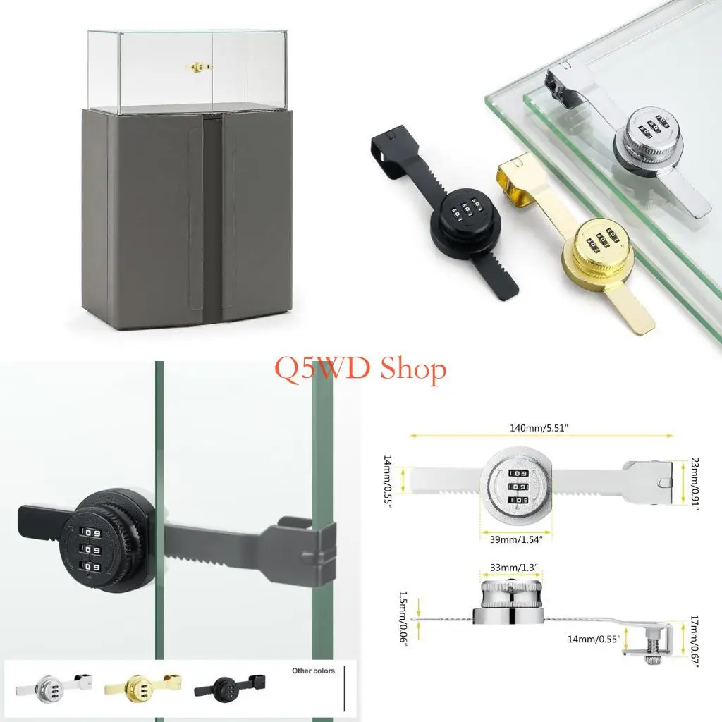 Q5WD Thickened Sliding Glass Door Lock Latches Anti-theft 3Digit Combination Lock
