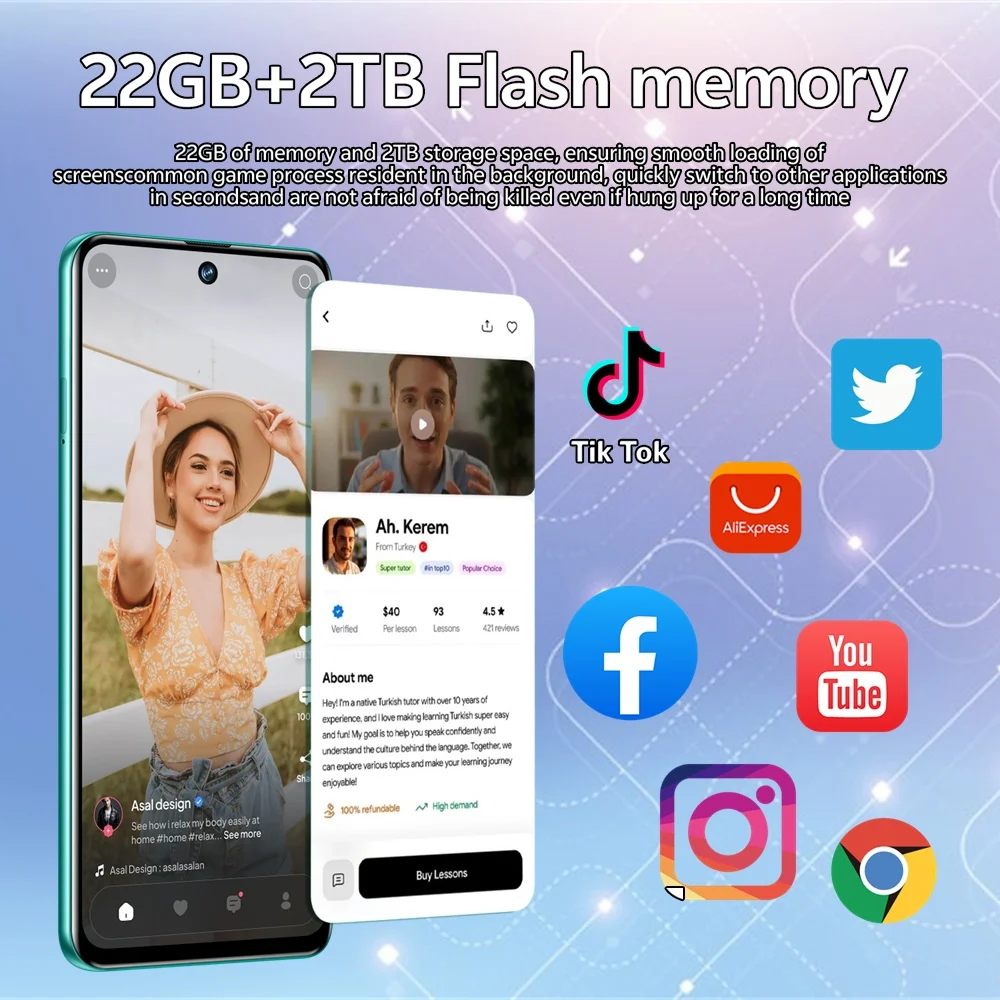 K-Touch C26 Ultra Mobile Phones Android 15 Smartphone 7.3 HD Cell Phone 22GB 2TB 8000mAh Face Unlock 5G Dual SIM 16+48MP Camera Cellphones For Men Women