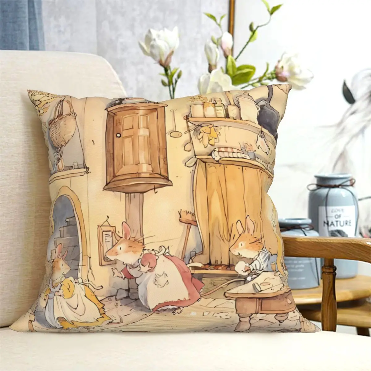 Brambly Hedge - Hawthorn Cushion Pillow Cover Children Living Room Cushion Cover Bed Decorative Pillow Customizable