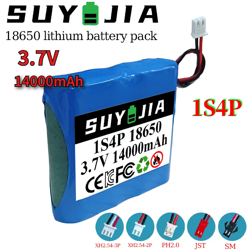 

3.7 V 18650 1S4P 14000mAh Batería De Litio Recargable Amplificador Placa De Protección Del Altavoz + Enchufe De XH-2P