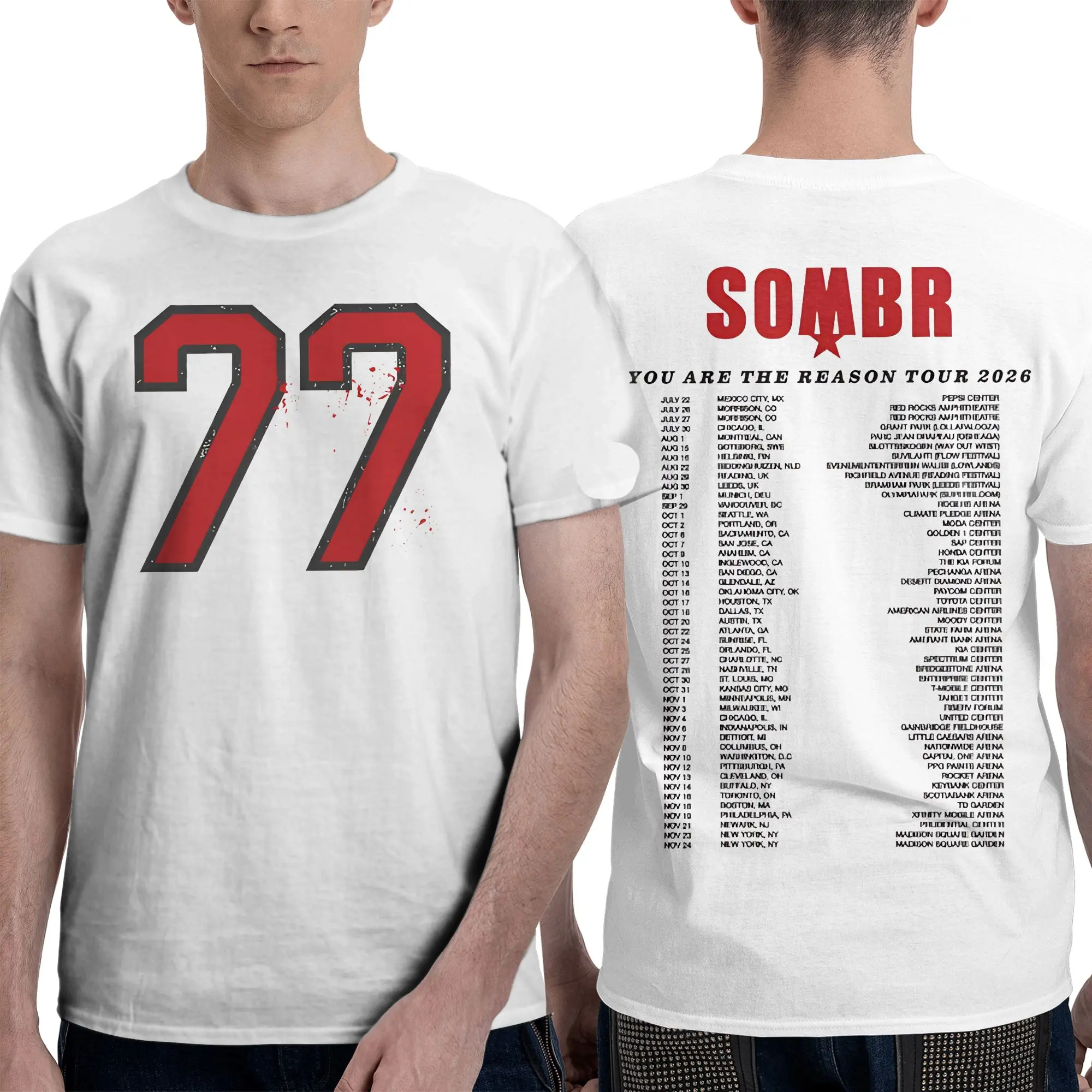 New Arrival Men Women Sombr Youare The Reason World Tour 2026-2027 Shirt Accessories  Pure Cotton T-shirt Streetwear Tee Shirt