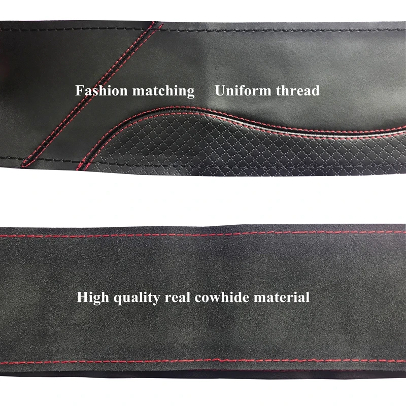 DIY 38cm Steering Wheel Covers Soft 100% Cowhide Genuine Leather Anti-wear Car Steering Wheel Cover Braid With Needles Thread