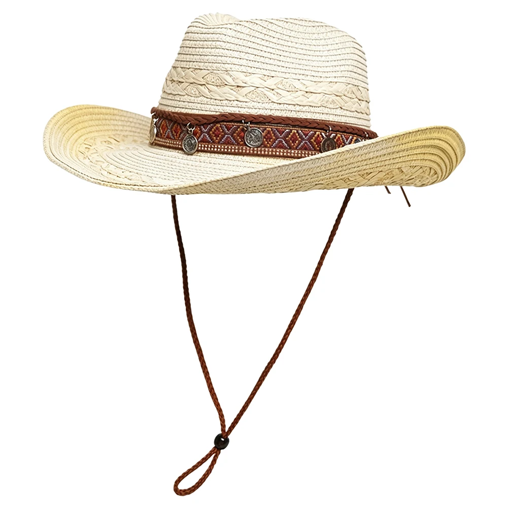 Straw Hat Womens Wide Brim for Beach Summer Travel Sun Protection Outdoor Hiking Adjustable Fit Natural Papyrus 36 38 11