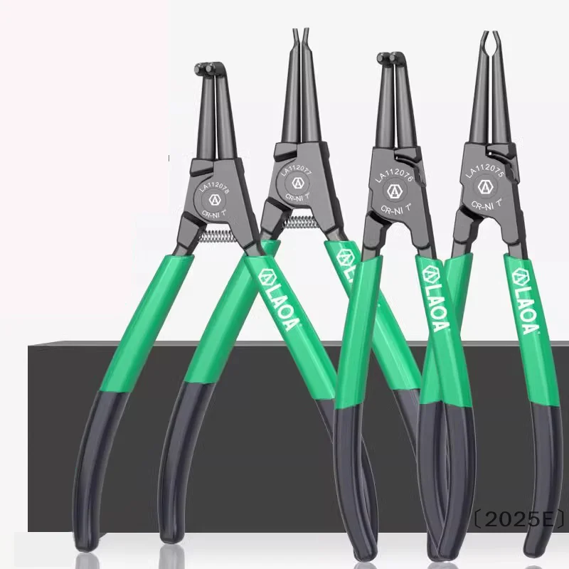 

7-inch Mini Circlip Pliers Straight & Bent Tip Snap Ring Pliers A-type Retaining Ring Tool 〔2025E〕