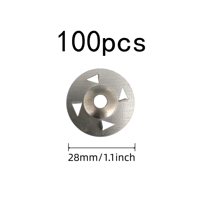100 pcs 28mm Iron Tile Washers, Four Claw Anti-Slip Design for Wall Construction, Multipurpose, Versatile