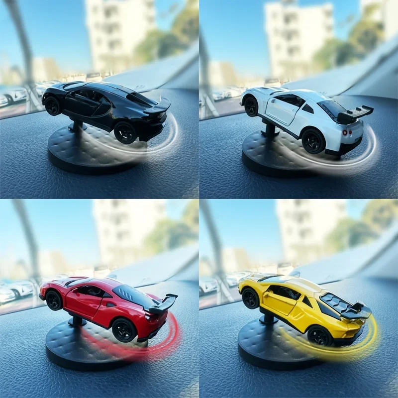 Sports Car Drift Alloy Gyroscope Center Console Ornaments Auto Turning Racing Model Dashboard Rotating Decorative Piece