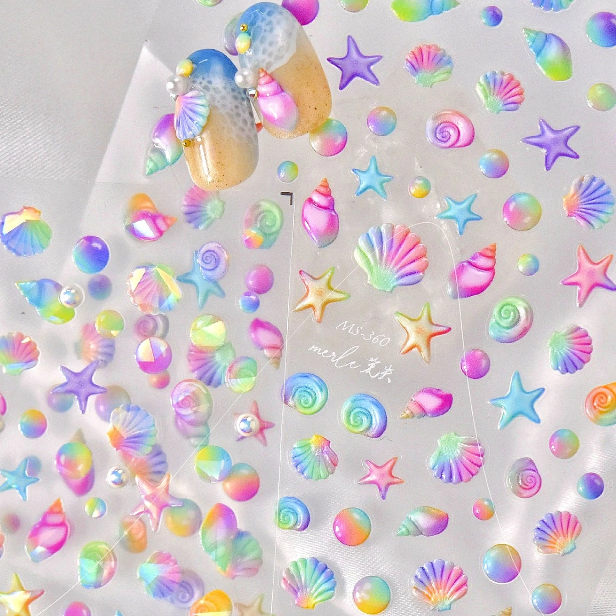

Colorful Conch Pearl Dolphin Jellyfish Shell Seasnail Starfish Goldfish Sea Summer Beach Ocean Nail Art Stickers Manicure Decals