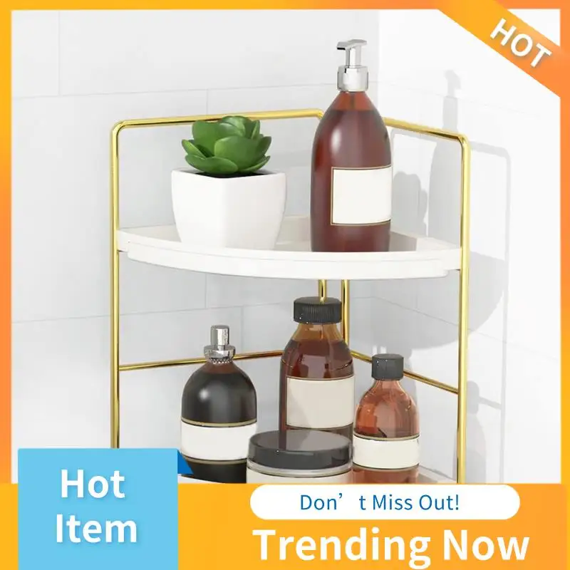 

CMHI-1 Piece 2-Tier Corner Bathroom Countertop Organizer Makeup Skincare Perfume Organizer Gold