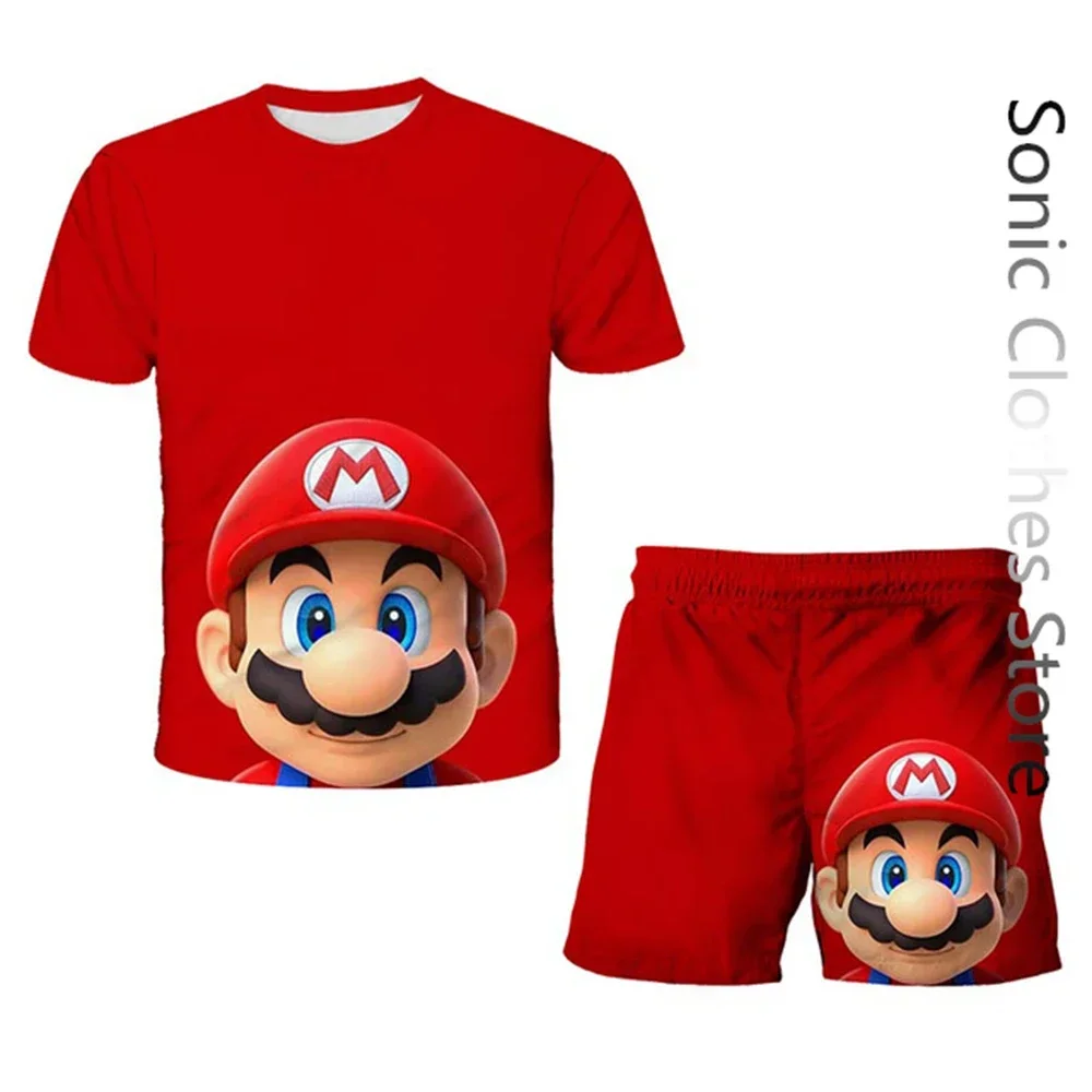 

Summer Super Mariosbros Tshirt Kid Shorts Outfits Set Tracksuit Boy's Oversized Clothes Fashion 3d Printed Camouflage Sportswear