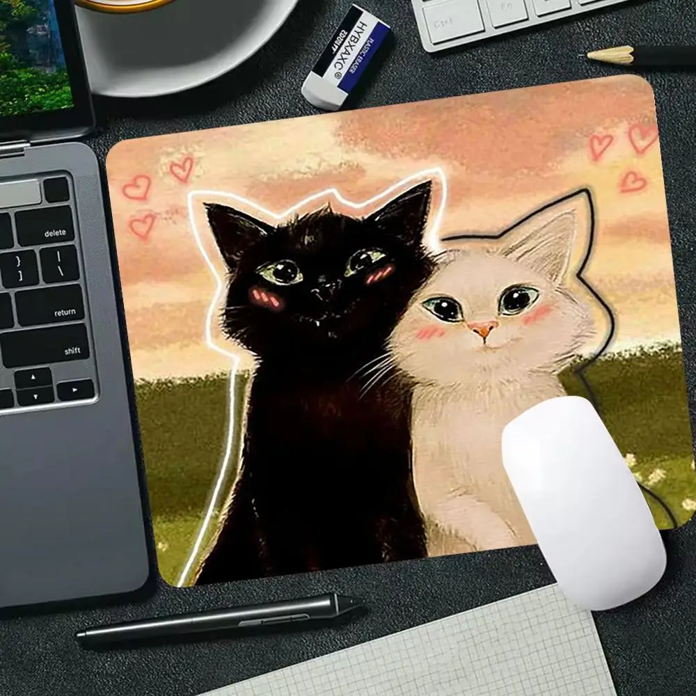 Van Gogh Starry Sky Black White Couple Cat Small Mouse Pad Speed Mousepad Gamer Premium E-Sports Mouse Mat For Laptop Gaming