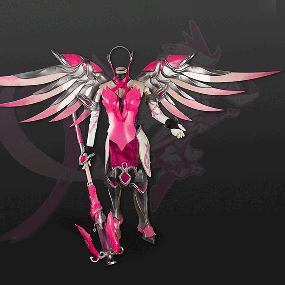 Game Overwatch Cosplay Costume para homens e mulheres, Overwatch Pink Skin Wings, Acessórios Anime, Adereços de Halloween, Presentes personalizados