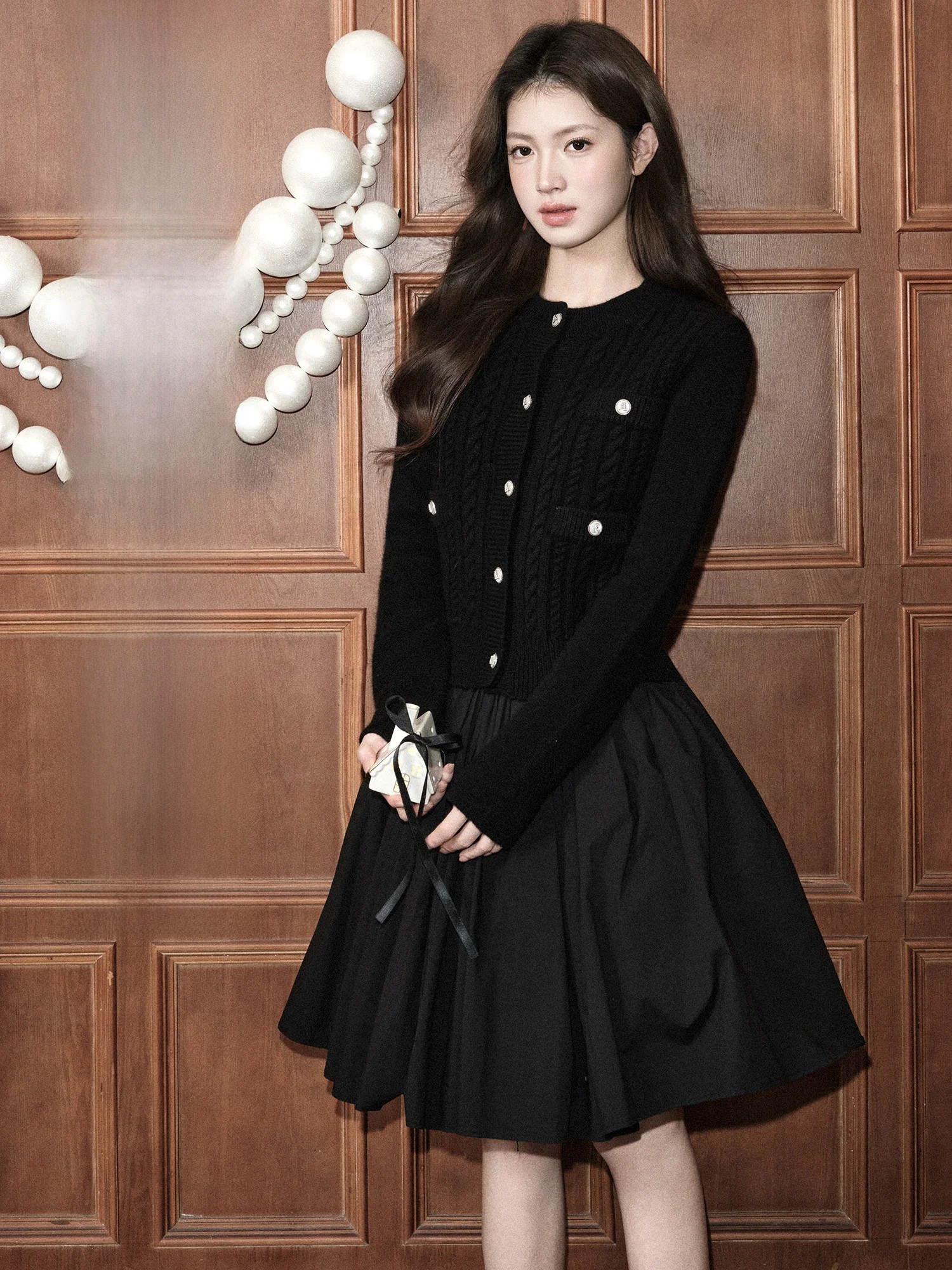 

ment round Ne Twisted Knit Top Open Cardigan Sweater Jaet Metal Bule Small Fraance Sle Women's Autumn Winter