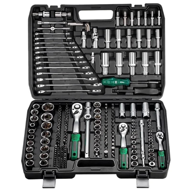 

216 Piece Mechanic Tool Set 1/4" 3/8" 1/2" Socket Wrench Sets with 24-Tooth Ratchet Wrench Kit for Automotive Motorcycle