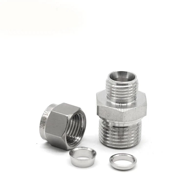 

1/8" 1/4" 3/8" 1/2" BSPP Male x 6/8/10/12mm OD Double Ferrule Compression Union Connector Adapter Coupler Nipple Stainless 304