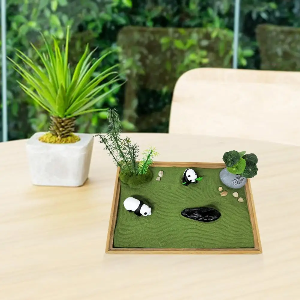 Mini Zen Garden Kit Panda Miniature Landscape Zen Garden Japanese Zen Garden Desktop Ornament for DIY Relaxation Home Office Dec