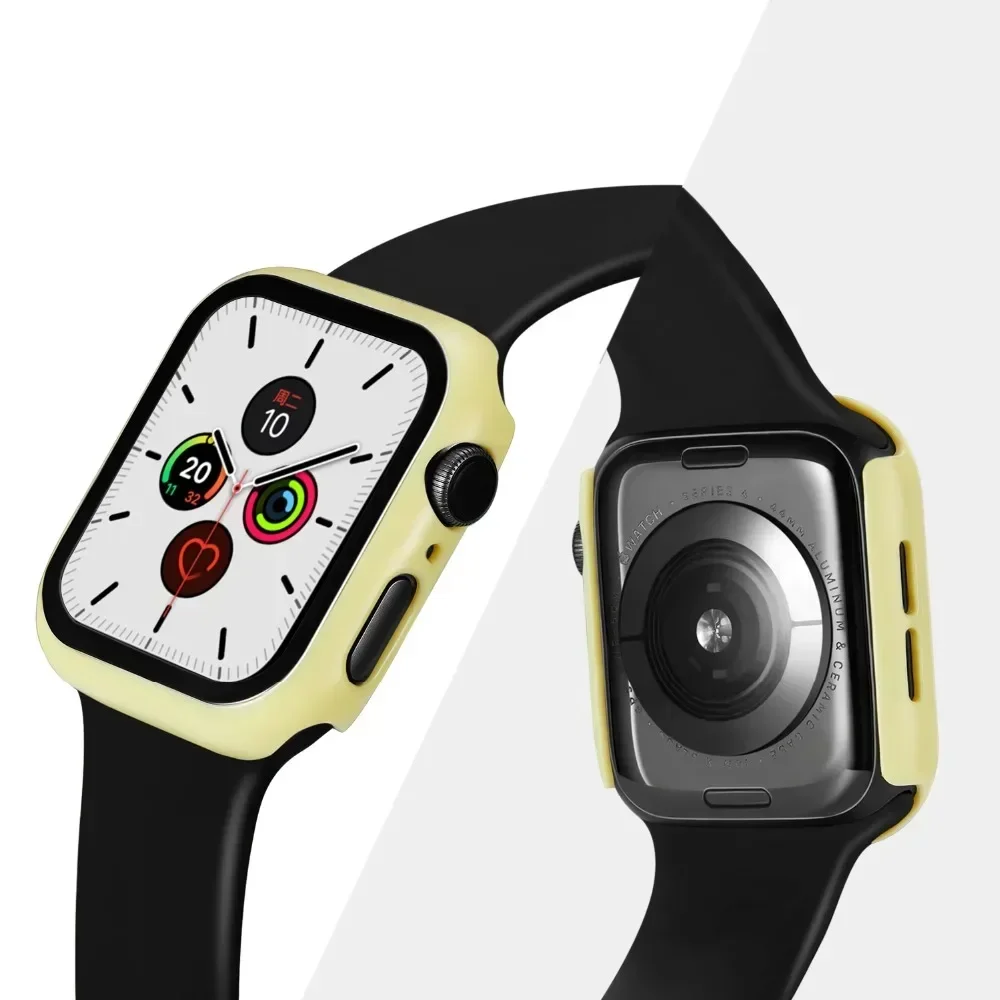 Gehärtetes Glas + Schutzhülle für Apple Watch Zubehör 44mm 41mm 45mm 40mm 42mm Displayschutzfolie Apple Watch Gehäuse Serie 9 4 5 6 SE 7 8 – Detail 10