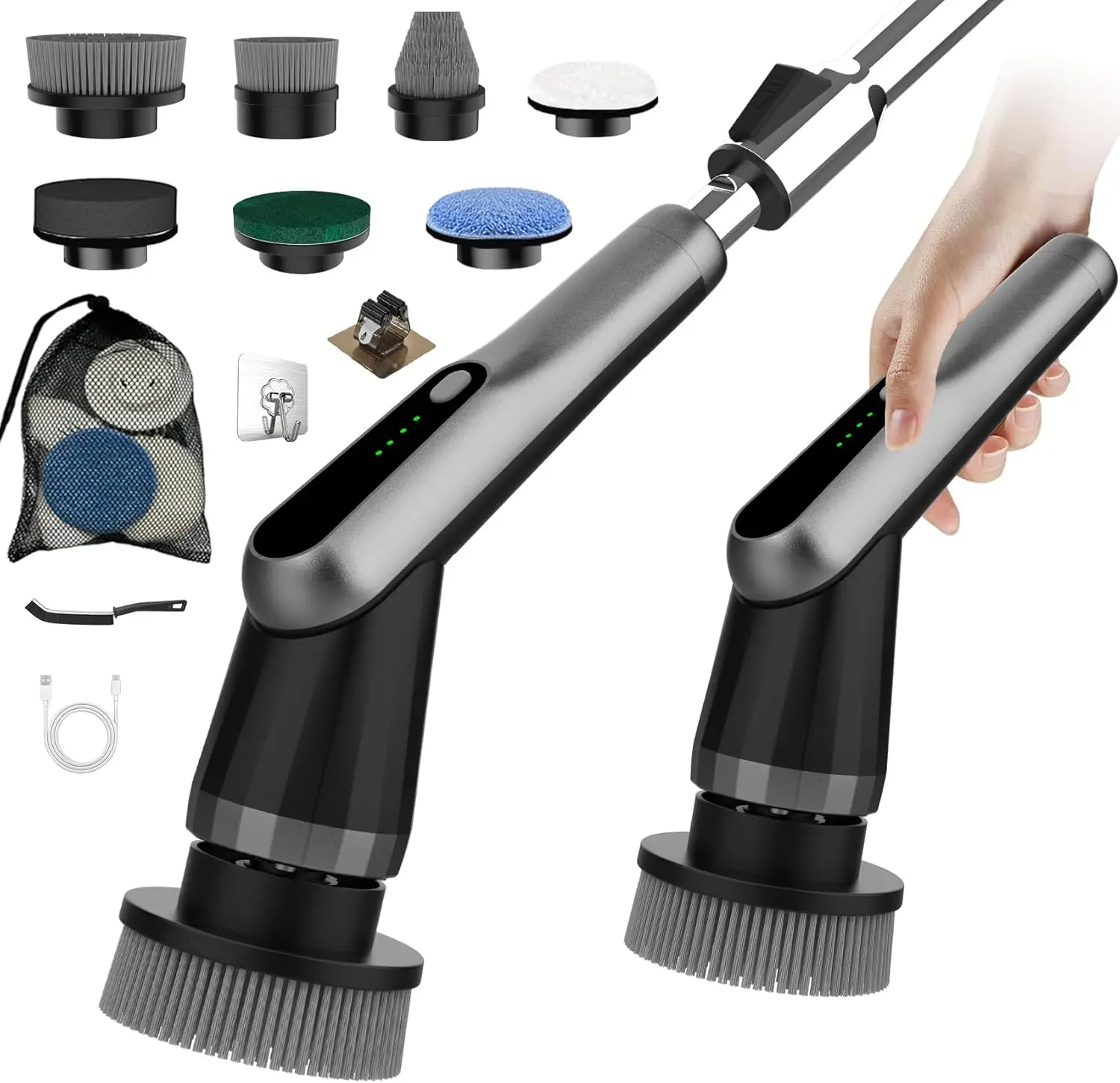 

WKY-Electric Spin Scrubber - Upgraded 12-in-1 IPX7 Waterproof Shower Scrubber, Retractable Handle & 2