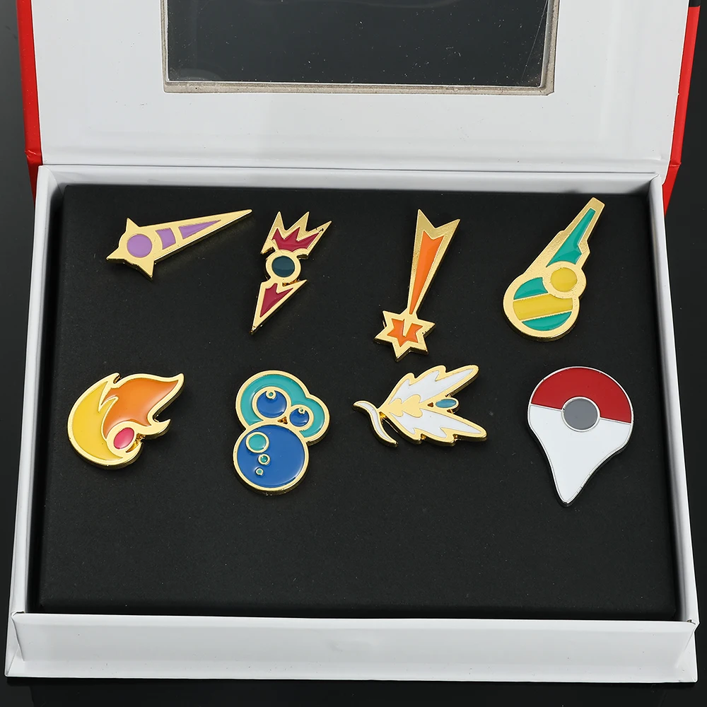 Pokemon Gym Badges Kanto Johto Hoenn Sinnoh Unova Kalos League Region Pins Brooches Orange Islands Box Collection Pocket Monster