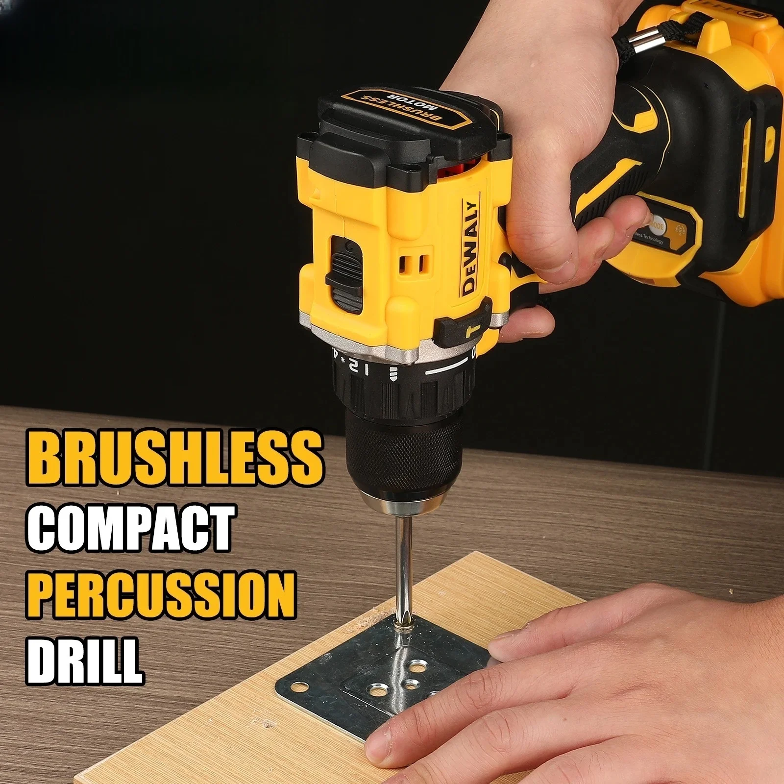 DEWALY مثقاب كهربائي لاسلكي قابل لإعادة الشحن ومفك براغي متعدد الوظائف للاستخدام المنزلي