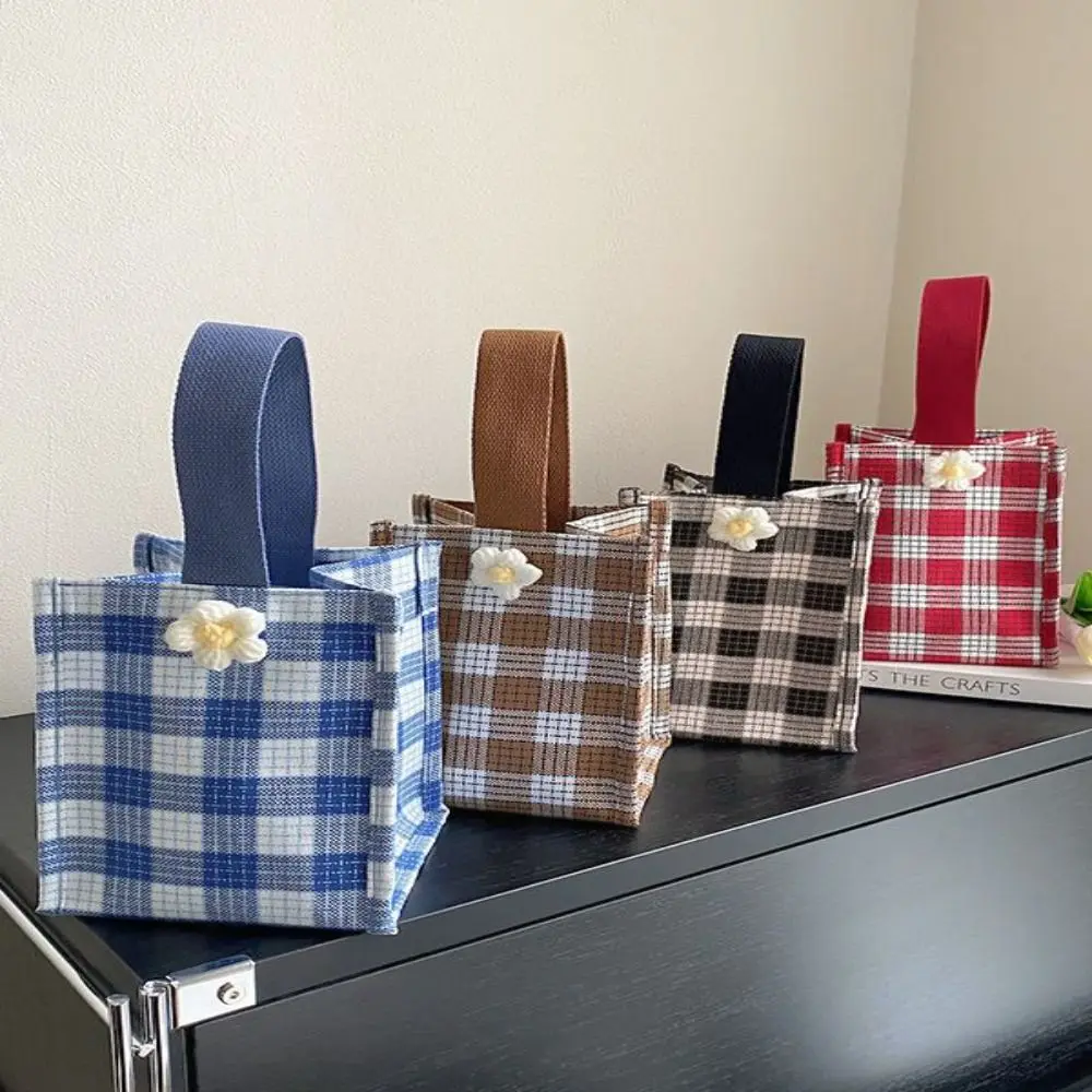 1PC borsa di tela impermeabile con fiore a scacchi borsa di moda semplice borsa da pendolarismo portatile borsa per la spesa di grande capacità