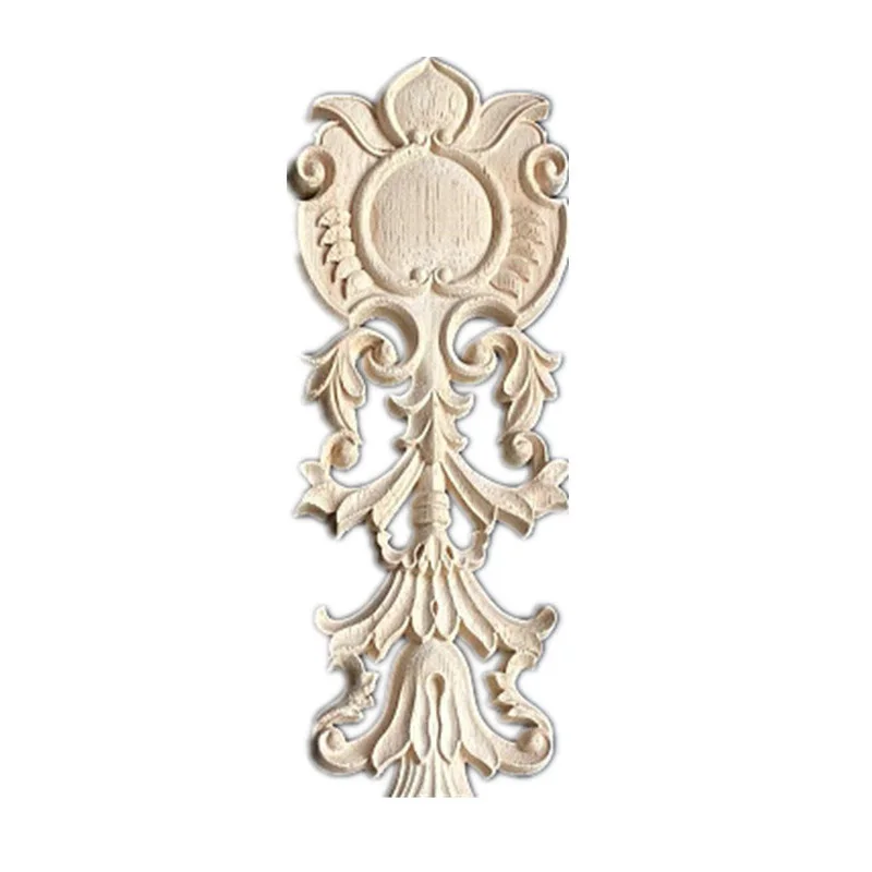 Solid Wood Furniture Decorative Accessories New Flower Carved Door Vintage Home Decor Figurines Miniatures Ornaments