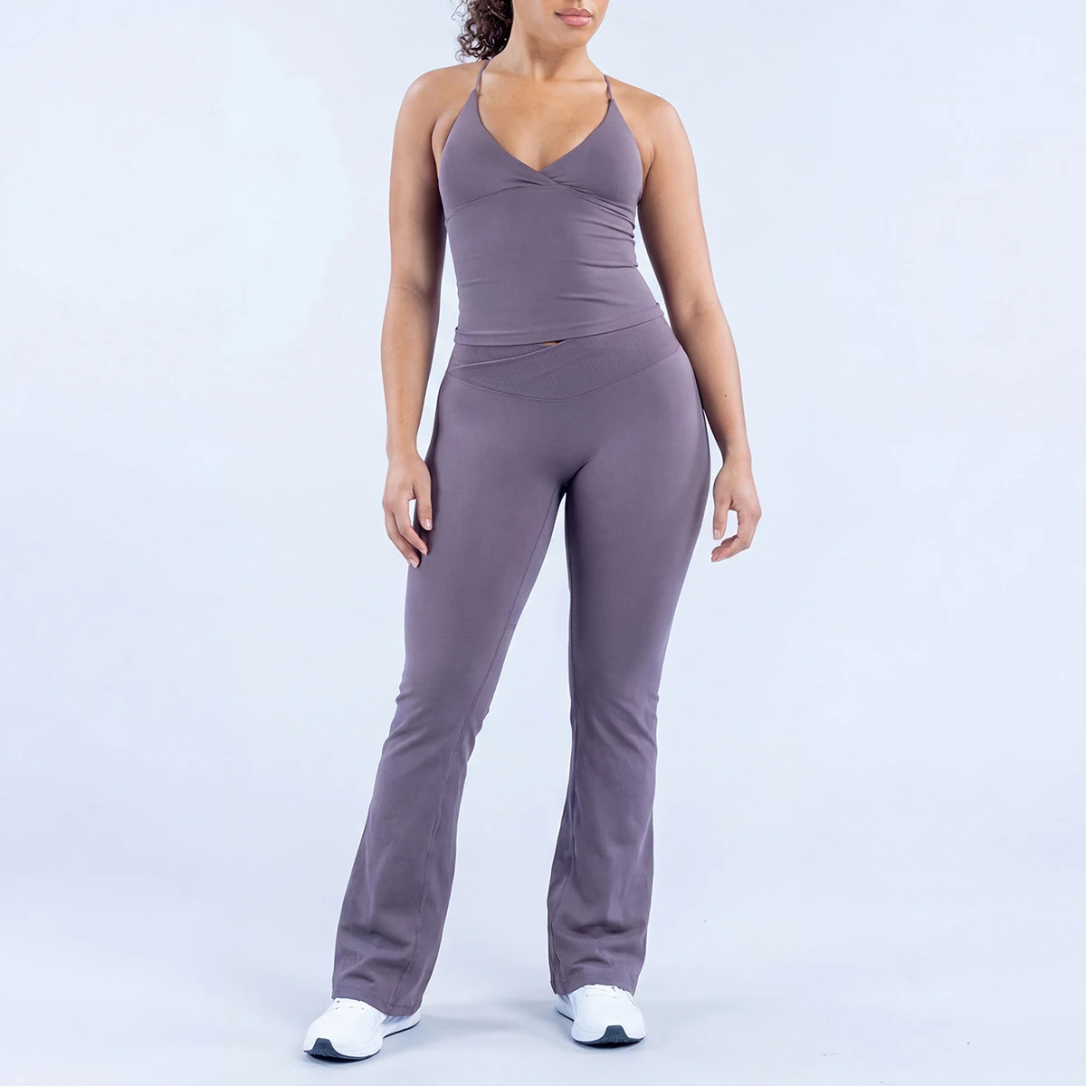 Vision Twist Front Longline Top And Vision Flares Fitness Suits Women 2 Piece S…