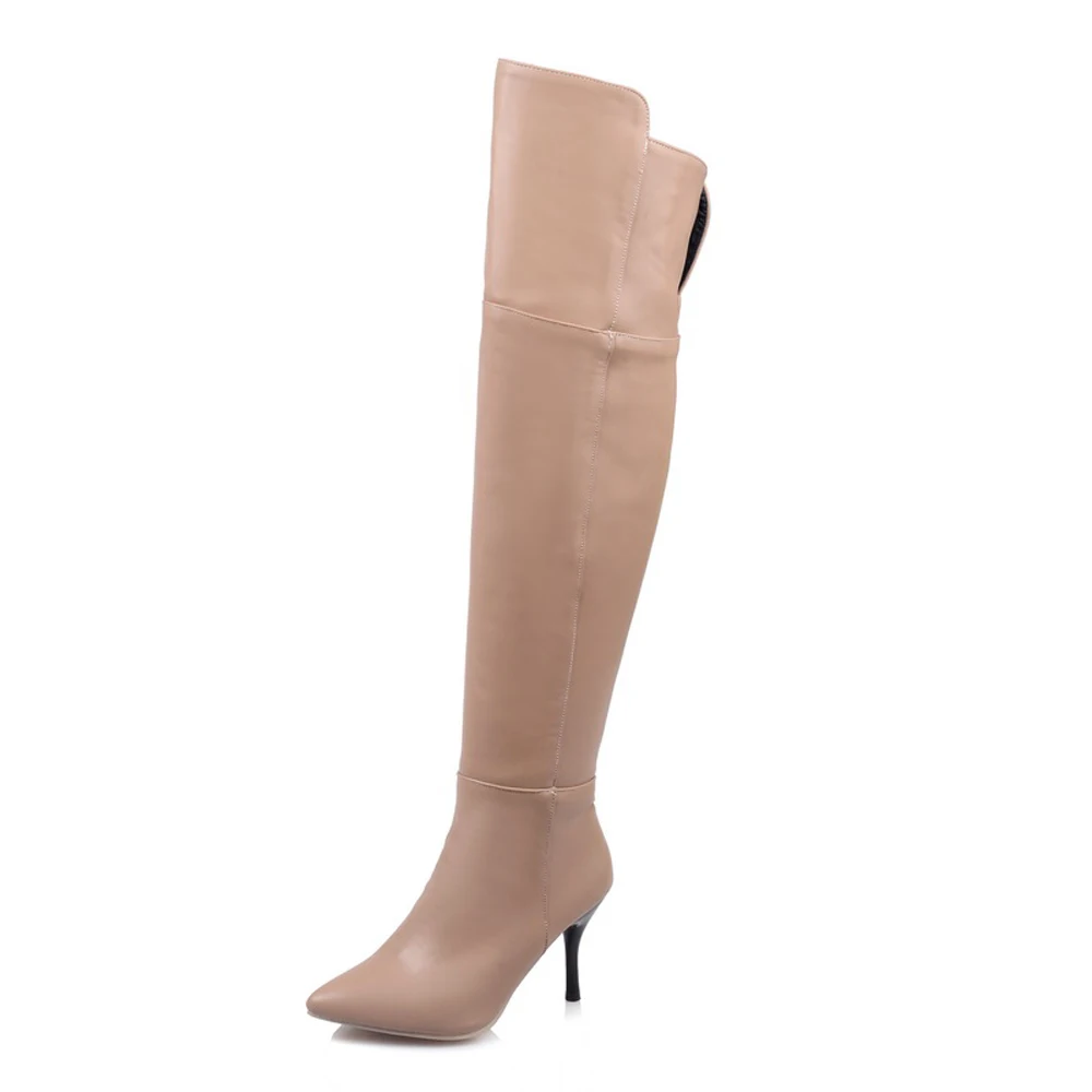 Brand New Sexy Black Brown Beige Women Dress Thigh High Boots Lady Over Knee Shoes  Heels EMT18 Plus Big size 32 45 11