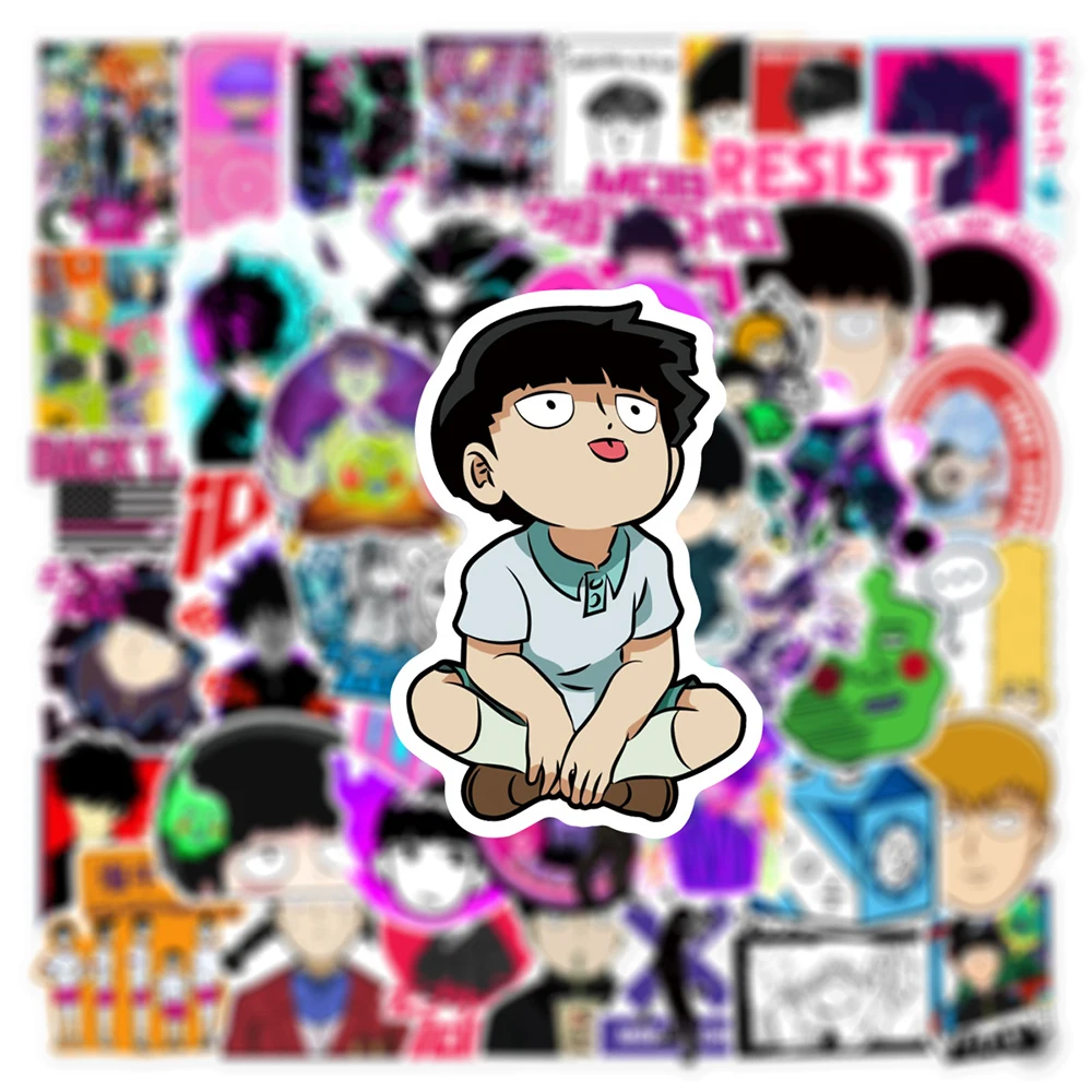 Autocollants classiques Mob Psycho pour enfants, décalcomanies graffiti, jouets de dessin animé, décoration de réfrigérateur d'ordinateur, bricolage, cool, anime, 100, 10 pièces, 30 pièces, 50 pièces