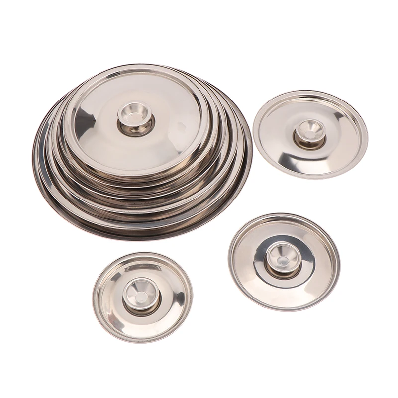 Round Pot Lid 10/12/14/16/18/20/22/24cm Round Pot Lid Thicken Stainless Steel Saucepan Cover Replace Universal Kitchen Food Lid