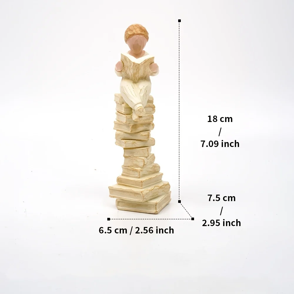 1-Piece Girl Reading Figure Inspirational Ornament, a Gift for Women Who Love Books, a Thinker's Desktop Statue for Educators, Students, and Librarians view 6
