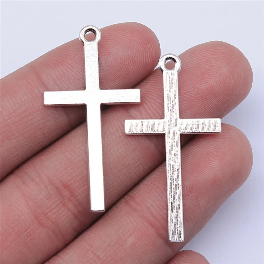 WYSIWYG 10pcs 38x20mm Antique Silver Color Cross Charms Pendant For Jewelry Making DIY Jewelry Findings