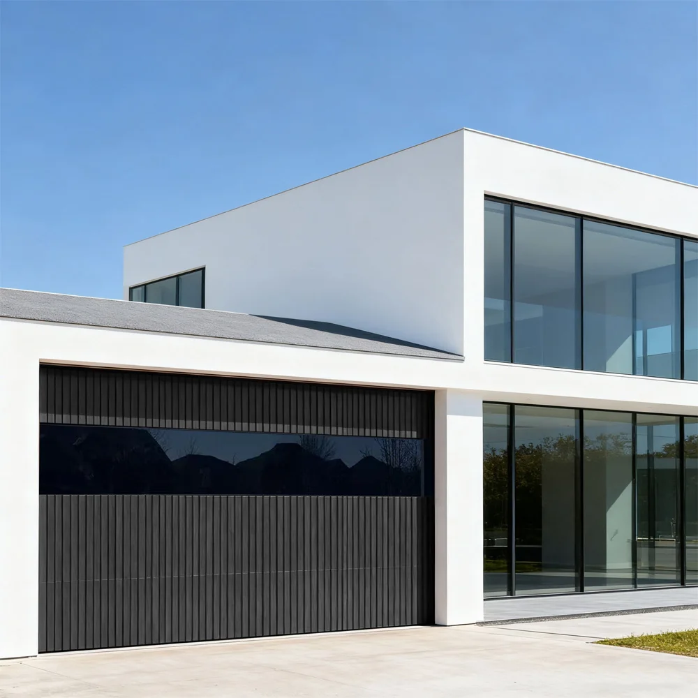 Modern Wooden Aluminum Invisible Grille Garage Doors Vertical Slat Grill Gate Villa Automatic Sectional Garage Door