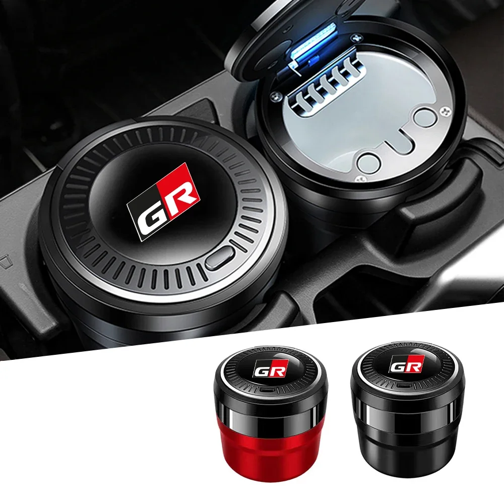 

Car Ashtray with LED Light Cigarette Cigar Ash Tray Ash Cylinder Smoke Cup for Toyota GR GAZOO RACING Yaris Styling accessories
