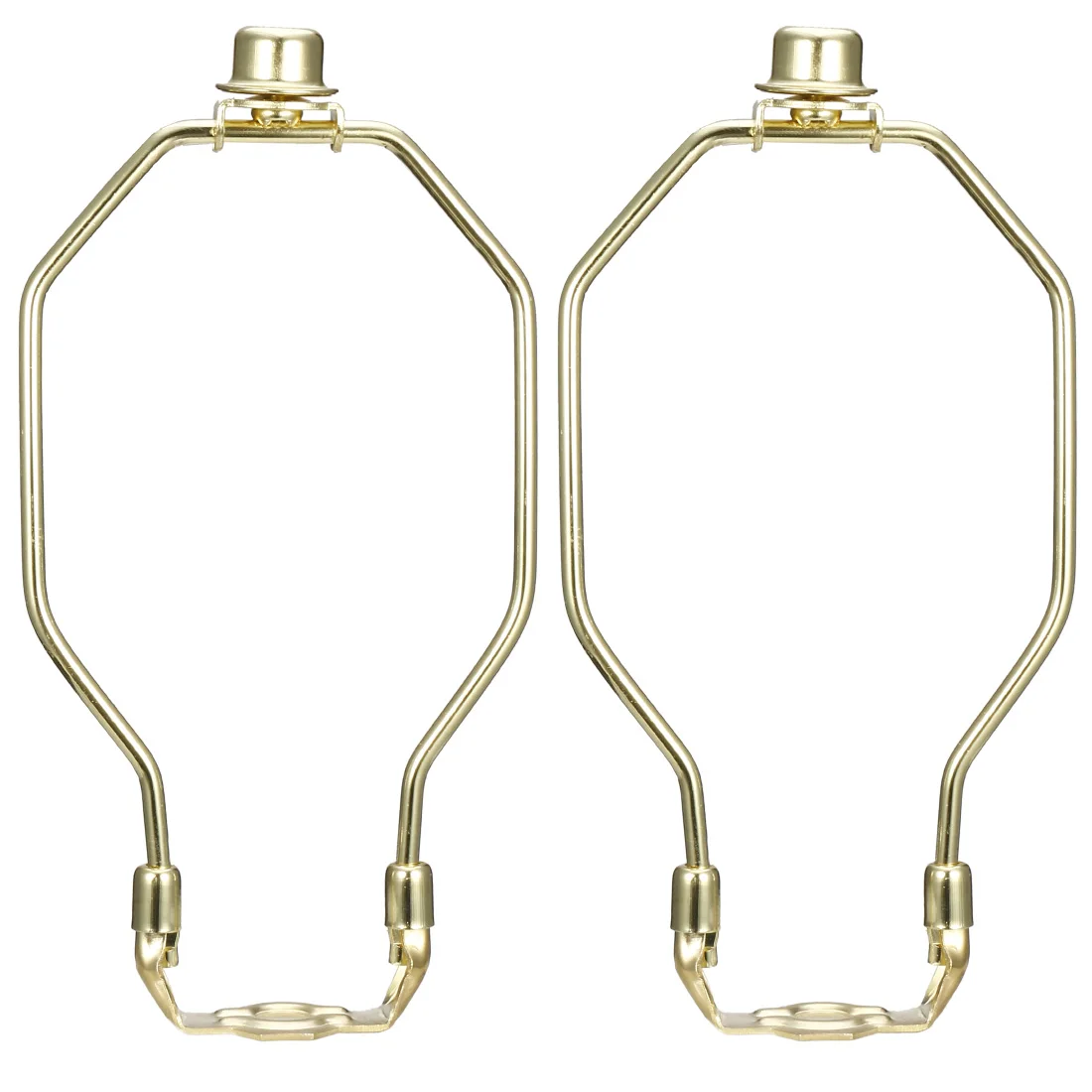 2Pcs Lamp Harp Finial Holder Set 7 Inch 8 Inch Polished Brass Lamp Harps for Table and Floor Lamps