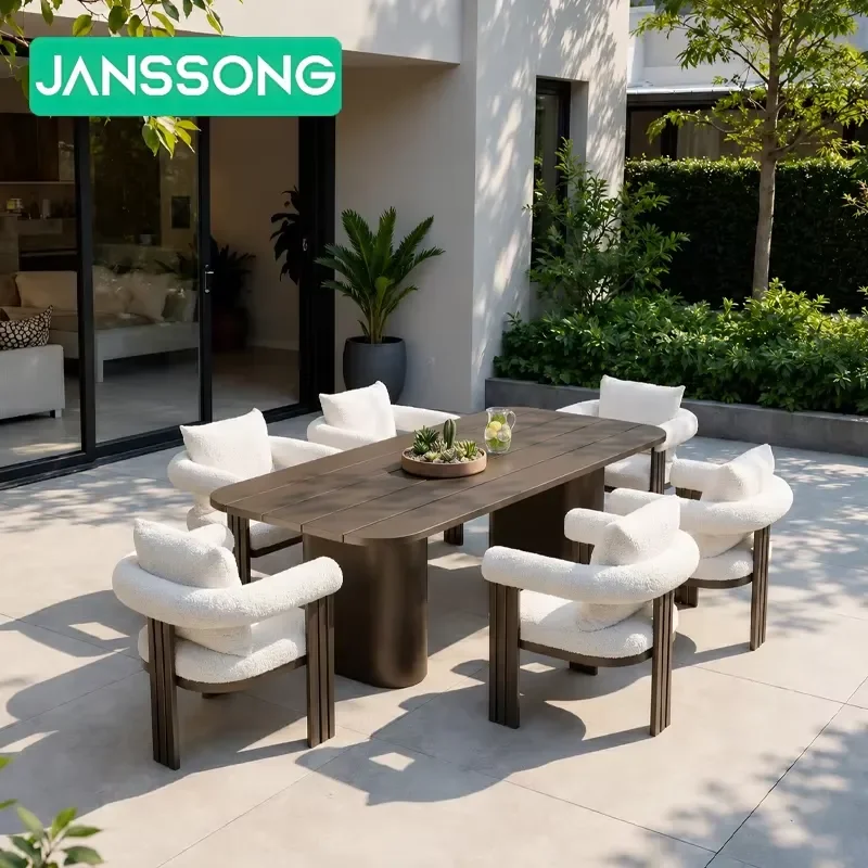 

Hotel Outdoor Dining Table Set Garden Furniture Aluminum Table and Chairs Patio Furniture Outdoor Dining Set Poolside