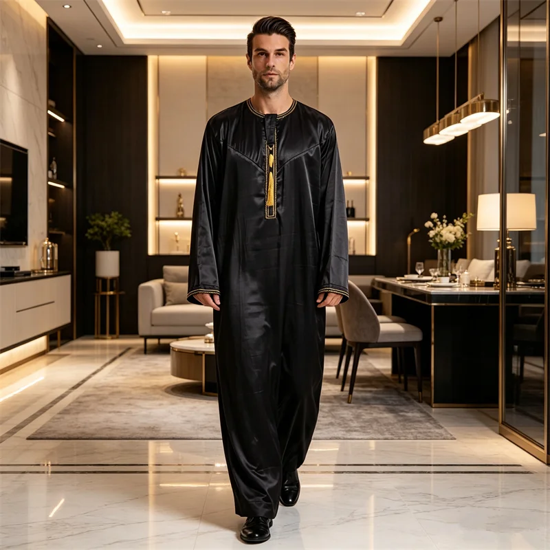 

Eid Saudi Arabic Men Robe Tassel Jubba Thobe Muslim Abayas Islamic Men Dress Dubai Turkey Thoube Dishdasha Djellaba Abaya Kaftan