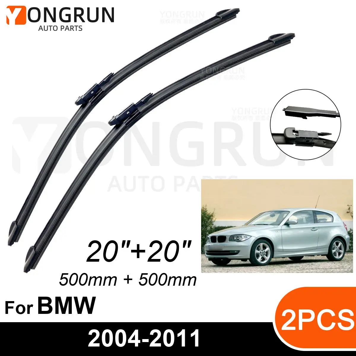 

Car Front Windshield Wipers For BMW 1 Series E81 2004-2011 Wiper Blade Rubber 20"+20" Car Windshield Windscreen Accessories